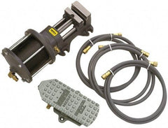 Heinrich - 3" Jaw Width, 3-1/8" Jaw Opening Capacity, Horizontal Stationary Machine Vise - Air Operation, 1 Station, 5-3/8" High x 1-1/4" Deep, 13/16" Jaw Height - Exact Tool & Supply