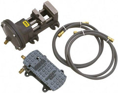 Heinrich - 4" Jaw Width, 4-5/8" Jaw Opening Capacity, Horizontal Stationary Machine Vise - Air Operation, 1 Station, 6-1/8" Long x 5-3/8" High x 1-5/16" Deep - Exact Tool & Supply