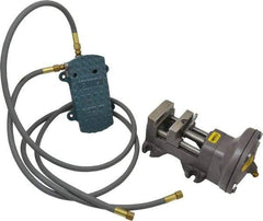 Heinrich - 3" Jaw Width, 3-1/8" Jaw Opening Capacity, Horizontal Stationary Machine Vise - Air Operation, 1 Station, 6-1/8" Long x 5-3/8" High x 1-1/4" Deep - Exact Tool & Supply