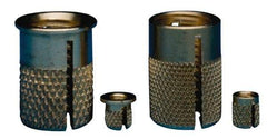 E-Z LOK - 3/8-16 UNC Brass Flanged Press Fit Threaded Insert for Plastic - 5/8" OAL, 0.451" Insert Diam, 7/16" Hole Diam, 7/16" Drill - Exact Tool & Supply