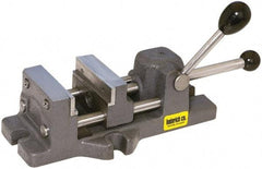 Heinrich - 4-11/16" Jaw Opening Capacity x 1-5/16" Throat Depth, Horizontal Drill Press Vise - 4" Wide x 4-11/16" High Jaw, Stationary Base, Standard Speed - Exact Tool & Supply