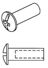 Made in USA - 1/4-20 Thread Barrel, Slotted/Phillips Drive, Stainless Steel Sex Bolt & Binding Post - 1/2" Long Barrel, Grade 18-8 - Exact Tool & Supply