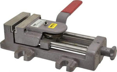Heinrich - 4" Jaw Opening Capacity x 1-3/8" Throat Depth, Horizontal Drill Press Vise - 4" Wide x 1-3/8" High Jaw, Stationary Base, Standard Speed, 11-3/4" OAL - Exact Tool & Supply