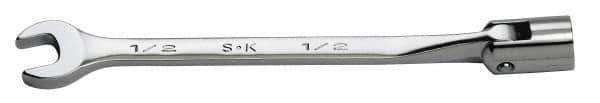 SK - 7/16" 12 Point Flexhead Combination Wrench - 7" OAL, Steel, Chrome Finish - Exact Tool & Supply