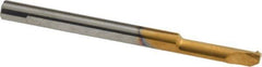 Carmex - 0.59" Cutting Depth, 24 to 32 TPI, 0.16" Diam, Internal Thread, Solid Carbide, Single Point Threading Bar - TiN Finish, 2" OAL, 4mm Shank Diam, 0.024" Projection from Edge, 60° Profile Angle - Exact Tool & Supply