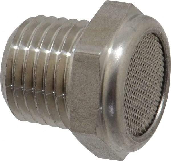 Legris - 1/4 Male NPT, 17mm Hex, Exhaust Muffler - 175 Max psi, 108 Decibel Rating, Stainless Steel - Exact Tool & Supply