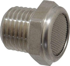 Legris - 1/4 Male NPT, 17mm Hex, Exhaust Muffler - 175 Max psi, 108 Decibel Rating, Stainless Steel - Exact Tool & Supply