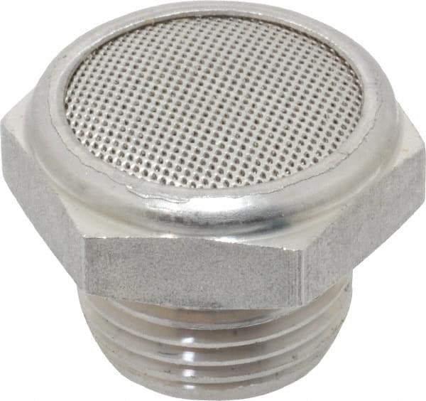 Legris - 3/8 Male NPT, 22mm Hex, Exhaust Muffler - 175 Max psi, 108 Decibel Rating, Stainless Steel - Exact Tool & Supply