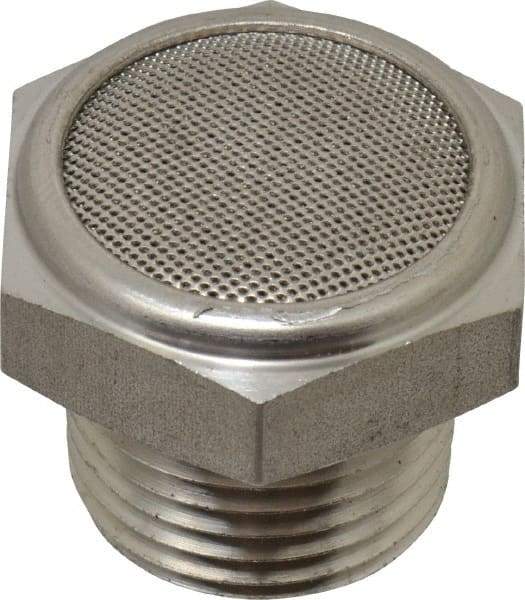 Legris - 1/2 Male NPT, 27mm Hex, Exhaust Muffler - 175 Max psi, 108 Decibel Rating, Stainless Steel - Exact Tool & Supply