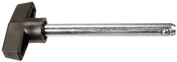 Value Collection - 1/4" Diam, 3" Usable Length, T Handle, Quick Release Pin - 3-3/4" OAL, Grade C1010/C1022 Steel, Zinc-Plated Finish - Exact Tool & Supply