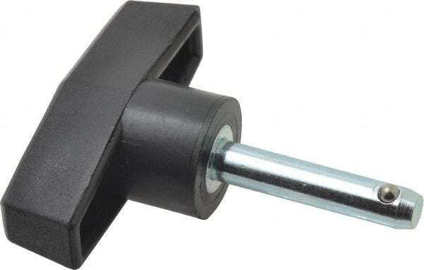 Value Collection - 1/4" Diam, 1-1/4" Usable Length, T Handle, Quick Release Pin - 1-1/4" OAL, Grade C1010/C1022 Steel, Zinc-Plated Finish - Exact Tool & Supply