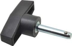 Value Collection - 1/4" Diam, 1-1/4" Usable Length, T Handle, Quick Release Pin - 1-1/4" OAL, Grade C1010/C1022 Steel, Zinc-Plated Finish - Exact Tool & Supply
