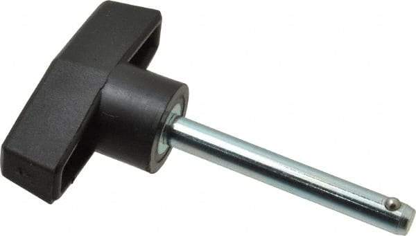 Value Collection - 1/4" Diam, 2" Usable Length, T Handle, Quick Release Pin - 2-3/4" OAL, Grade C1010/C1022 Steel, Zinc-Plated Finish - Exact Tool & Supply