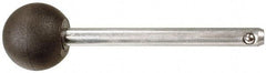 Value Collection - 1/4" Diam, 4-1/4" Usable Length, Ball Knob, Quick Release Pin - 4-1/4" OAL, Grade C1010/C1022 Steel, Zinc-Plated Finish - Exact Tool & Supply