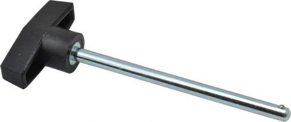 Value Collection - 1/4" Diam, 4" Usable Length, T Handle, Quick Release Pin - 4-3/4" OAL, Grade C1010/C1022 Steel, Zinc-Plated Finish - Exact Tool & Supply