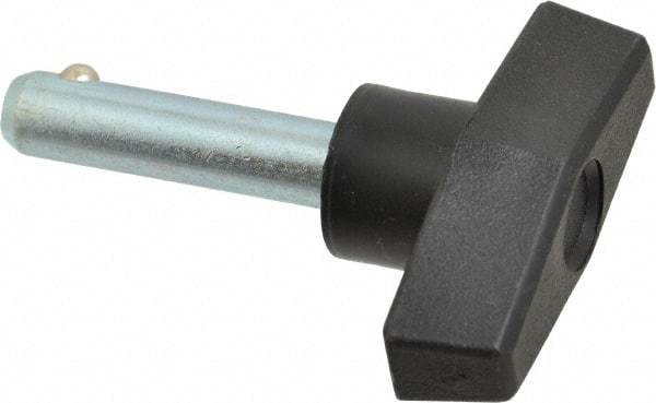 Value Collection - 3/8" Diam, 1-1/2" Usable Length, T Handle, Quick Release Pin - 2-3/8" OAL, Grade C1010/C1022 Steel, Zinc-Plated Finish - Exact Tool & Supply