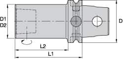 Kennametal - KM63UT Outside Modular Connection, KM32 Inside Modular Connection, KM63 to KM32 Reducing Adapter - 70mm Projection, 32mm Nose Diam, 110.01mm OAL, Through Coolant - Exact Tool & Supply