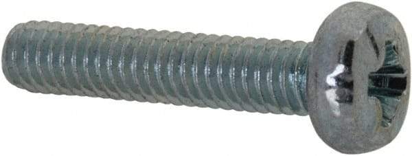 Value Collection - M2.5x0.45, 12mm Length Under Head Phillips Drive Machine Screw - Pan Head, Grade 4.8 Steel, Zinc-Plated Finish, Without Washer - Exact Tool & Supply