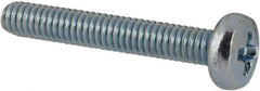Value Collection - M2.5x0.45, 16mm Length Under Head Phillips Drive Machine Screw - Pan Head, Grade 4.8 Steel, Zinc-Plated Finish, Without Washer - Exact Tool & Supply