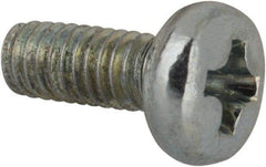 Value Collection - M2.5x0.45, 6mm Length Under Head Phillips Drive Machine Screw - Pan Head, Grade 4.8 Steel, Zinc-Plated Finish, Without Washer - Exact Tool & Supply