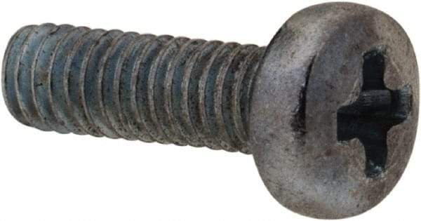 Value Collection - M2.5x0.45, 8mm Length Under Head Phillips Drive Machine Screw - Pan Head, Grade 4.8 Steel, Zinc-Plated Finish, Without Washer - Exact Tool & Supply