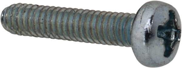 Value Collection - M2x0.40, 10mm Length Under Head Phillips Drive Machine Screw - Pan Head, Grade 4.8 Steel, Zinc-Plated Finish, Without Washer - Exact Tool & Supply