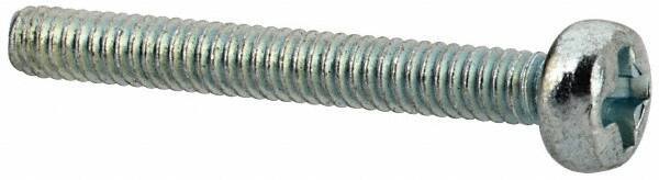 Value Collection - M2x0.40, 16mm Length Under Head Phillips Drive Machine Screw - Pan Head, Grade 4.8 Steel, Zinc-Plated Finish, Without Washer - Exact Tool & Supply