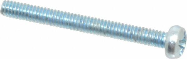 Value Collection - M2x0.40, 20mm Length Under Head Phillips Drive Machine Screw - Pan Head, Grade 4.8 Steel, Zinc-Plated Finish, Without Washer - Exact Tool & Supply