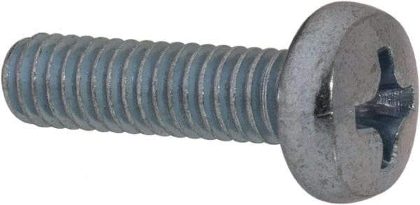 Value Collection - M4x0.70, 14mm Length Under Head Phillips Drive Machine Screw - Pan Head, Grade 4.8 Steel, Zinc-Plated Finish, Without Washer - Exact Tool & Supply