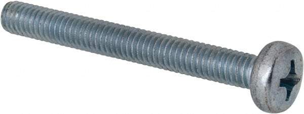 Value Collection - M4x0.70, 35mm Length Under Head Phillips Drive Machine Screw - Pan Head, Grade 4.8 Steel, Zinc-Plated Finish, Without Washer - Exact Tool & Supply