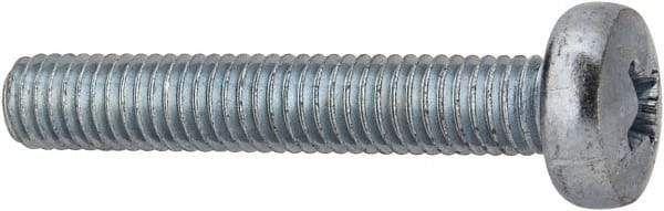 Value Collection - M5x0.80, 30mm Length Under Head Phillips Drive Machine Screw - Pan Head, Grade 4.8 Steel, Zinc-Plated Finish, Without Washer - Exact Tool & Supply