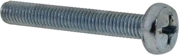 Value Collection - M5x0.80, 35mm Length Under Head Phillips Drive Machine Screw - Pan Head, Grade 4.8 Steel, Zinc-Plated Finish, Without Washer - Exact Tool & Supply
