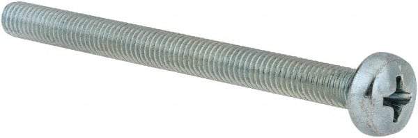 Value Collection - M5x0.80, 60mm Length Under Head Phillips Drive Machine Screw - Pan Head, Grade 4.8 Steel, Zinc-Plated Finish, Without Washer - Exact Tool & Supply
