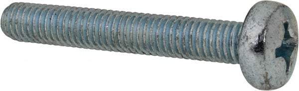 Value Collection - M6x1.00, 40mm Length Under Head Phillips Drive Machine Screw - Pan Head, Grade 4.8 Steel, Zinc-Plated Finish, Without Washer - Exact Tool & Supply