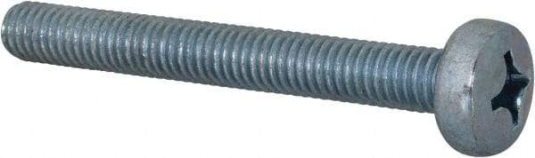 Value Collection - M6x1.00, 50mm Length Under Head Phillips Drive Machine Screw - Pan Head, Grade 4.8 Steel, Zinc-Plated Finish, Without Washer - Exact Tool & Supply