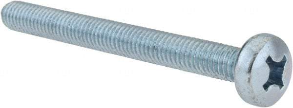 Value Collection - M6x1.00, 60mm Length Under Head Phillips Drive Machine Screw - Pan Head, Grade 4.8 Steel, Zinc-Plated Finish, Without Washer - Exact Tool & Supply