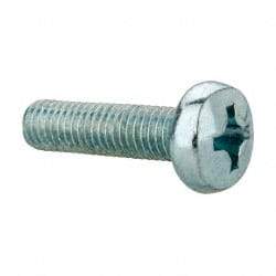 Value Collection - M8x1.25, 30mm Length Under Head Phillips Drive Machine Screw - Pan Head, Grade 4.8 Steel, Zinc-Plated Finish, Without Washer - Exact Tool & Supply