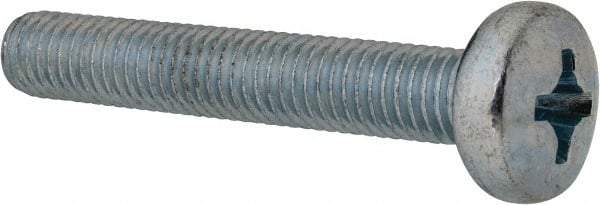 Value Collection - M8x1.25, 50mm Length Under Head Phillips Drive Machine Screw - Pan Head, Grade 4.8 Steel, Zinc-Plated Finish, Without Washer - Exact Tool & Supply