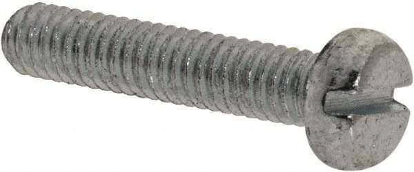 Value Collection - M2.5x0.45, 12mm Length Under Head Slotted Drive Machine Screw - Pan Head, Grade 4.8 Steel, Zinc-Plated Finish, Without Washer - Exact Tool & Supply