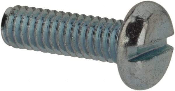 Value Collection - M2.5x0.45, 8mm Length Under Head Slotted Drive Machine Screw - Pan Head, Grade 4.8 Steel, Zinc-Plated Finish, Without Washer - Exact Tool & Supply