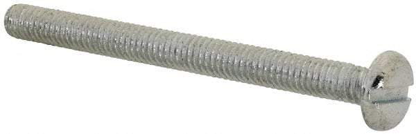 Value Collection - M4x0.70, 45mm Length Under Head Slotted Drive Machine Screw - Pan Head, Grade 4.8 Steel, Zinc-Plated Finish, Without Washer - Exact Tool & Supply