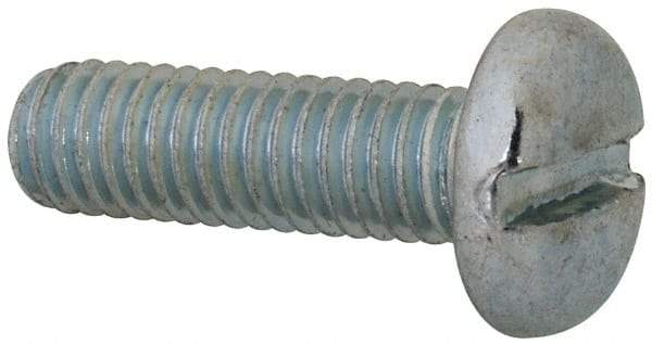 Value Collection - M6x1.00, 20mm Length Under Head Slotted Drive Machine Screw - Pan Head, Grade 4.8 Steel, Zinc-Plated Finish, Without Washer - Exact Tool & Supply