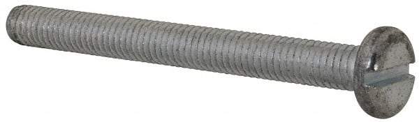 Value Collection - M6x1.00, 60mm Length Under Head Slotted Drive Machine Screw - Pan Head, Grade 4.8 Steel, Zinc-Plated Finish, Without Washer - Exact Tool & Supply