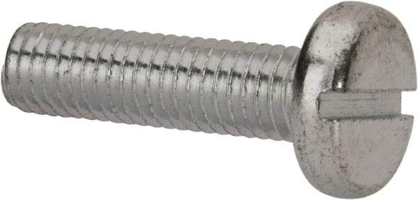 Value Collection - M8x1.25, 30mm Length Under Head Slotted Drive Machine Screw - Pan Head, Grade 4.8 Steel, Zinc-Plated Finish, Without Washer - Exact Tool & Supply