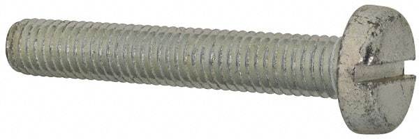 Value Collection - M8x1.25, 50mm Length Under Head Slotted Drive Machine Screw - Pan Head, Grade 4.8 Steel, Zinc-Plated Finish, Without Washer - Exact Tool & Supply