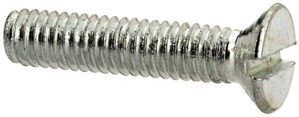 Value Collection - M2.5x0.45, 12mm OAL Slotted Drive Machine Screw - Flat Head, Grade 4.8 Steel, Zinc-Plated Finish, Without Washer - Exact Tool & Supply