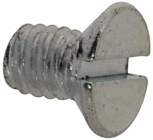 Value Collection - M2.5x0.45, 4mm OAL Slotted Drive Machine Screw - Flat Head, Grade 4.8 Steel, Zinc-Plated Finish, Without Washer - Exact Tool & Supply