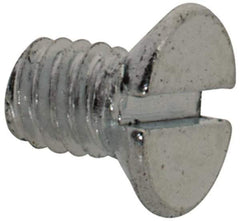 Value Collection - M2.5x0.45, 4mm OAL Slotted Drive Machine Screw - Flat Head, Grade 4.8 Steel, Zinc-Plated Finish, Without Washer - Exact Tool & Supply