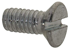 Value Collection - M2.5x0.45, 6mm OAL Slotted Drive Machine Screw - Flat Head, Grade 4.8 Steel, Zinc-Plated Finish, Without Washer - Exact Tool & Supply