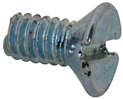 Value Collection - M2x0.40, 4mm OAL Slotted Drive Machine Screw - Flat Head, Grade 4.8 Steel, Zinc-Plated Finish, Without Washer - Exact Tool & Supply